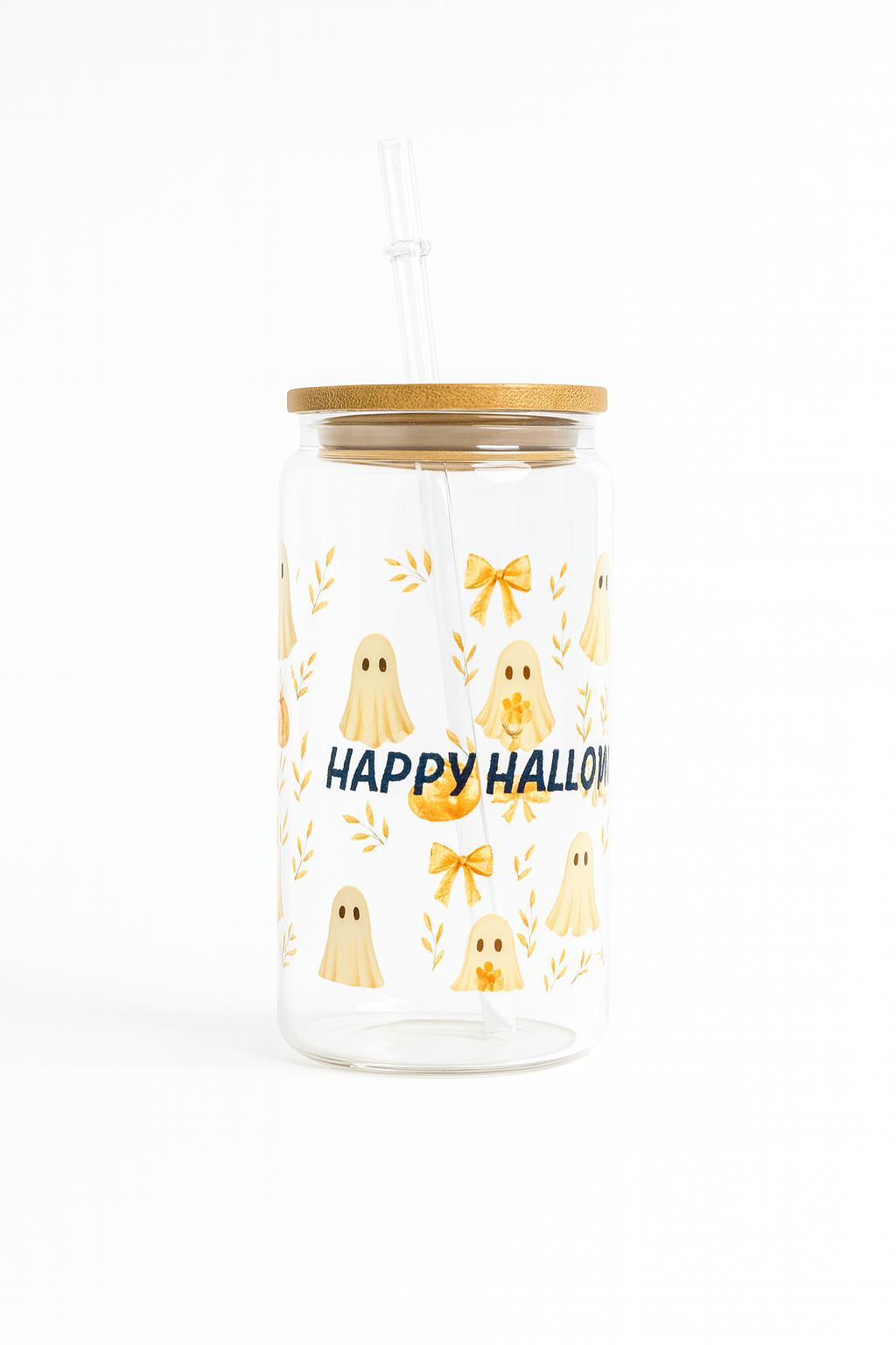 Vasos de vidrio 16 oz con tapa y popote