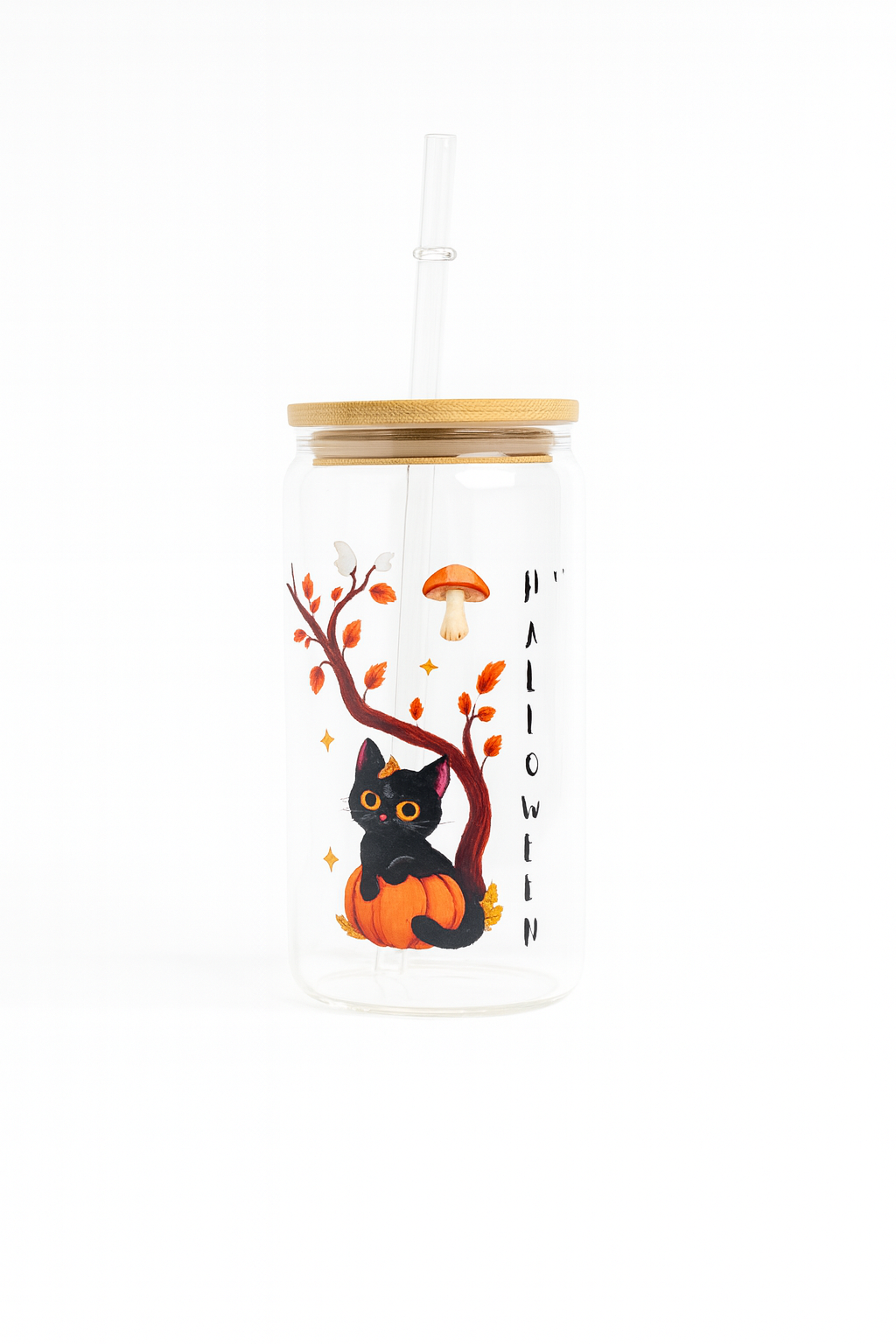 Vasos de vidrio 16 oz con tapa y popote